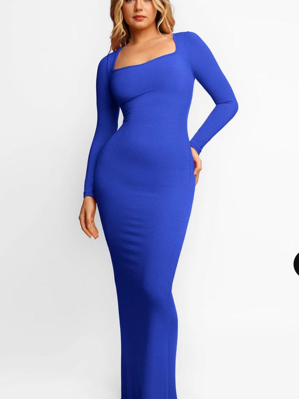 Shapewear Square Neck Long Sleeve Slimming Modal Maxi Dress